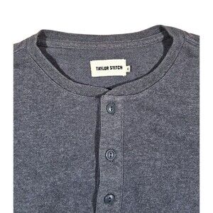 Taylor Stitch Shirt Mens 40 Gray Long Sleeve Henley Pullover Casual Adult